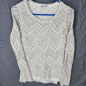 Lucky Brand Sweater Womens Size Extra Small Ivory White Knit Pullover Lined Top